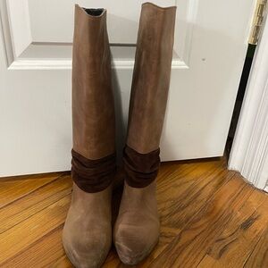 Aldo Tan and Brown Heeled Boots